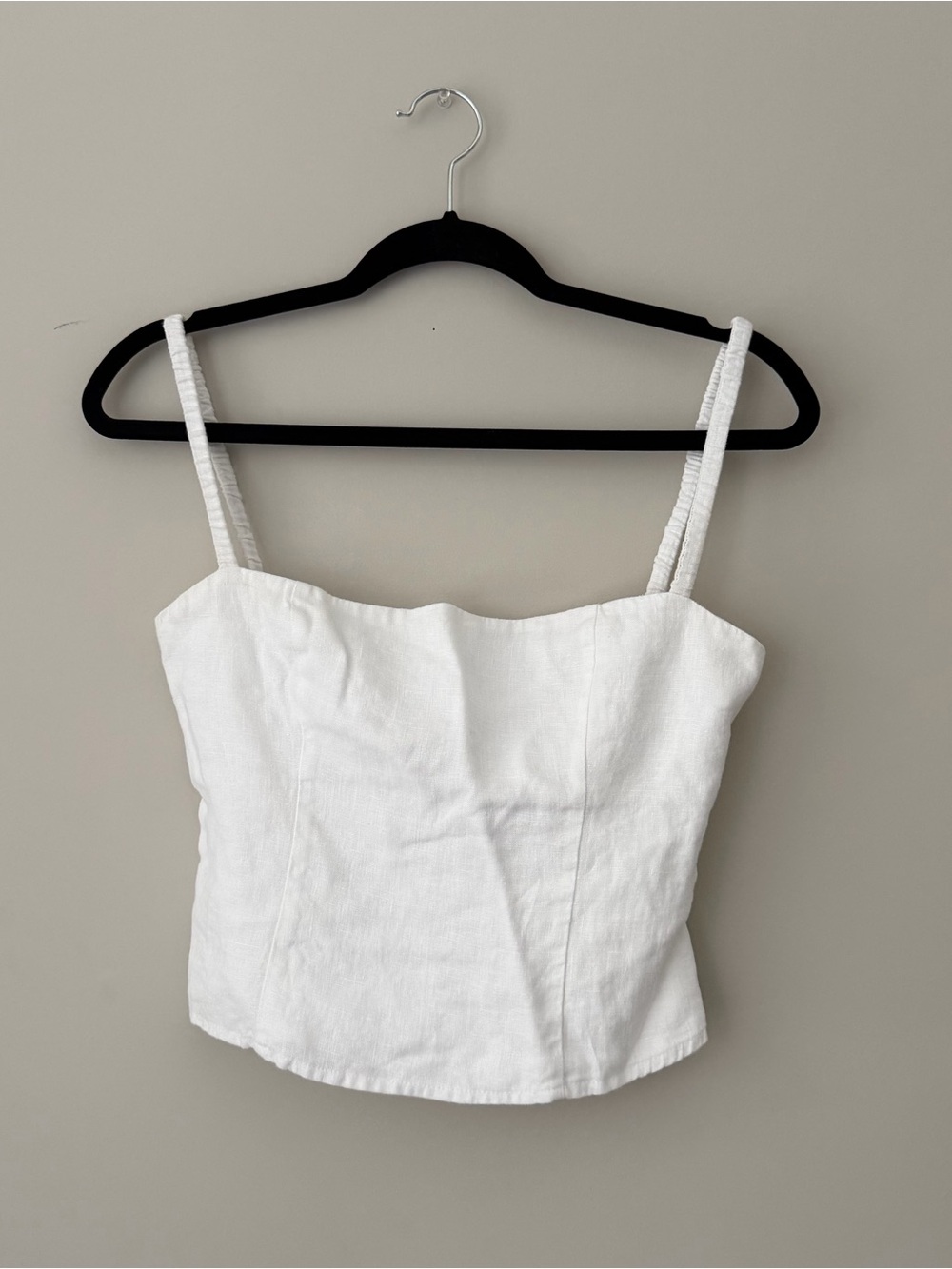 Reformation White Linen-Effect Strappy Bustier Camisole